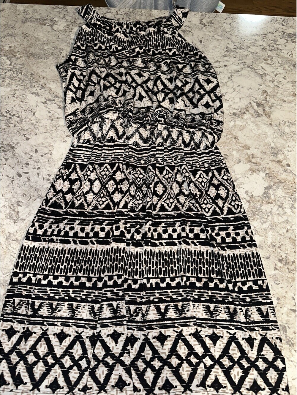 En Focus Studio Black & White Geometric Halter Sleeveless Jumpsuit 12 Poly